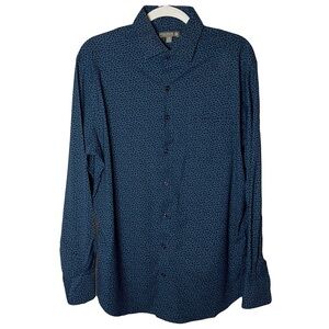 Peter Millar Mens Blue Summer Comfort Button Up shirt Size M Long Sleeve Townson